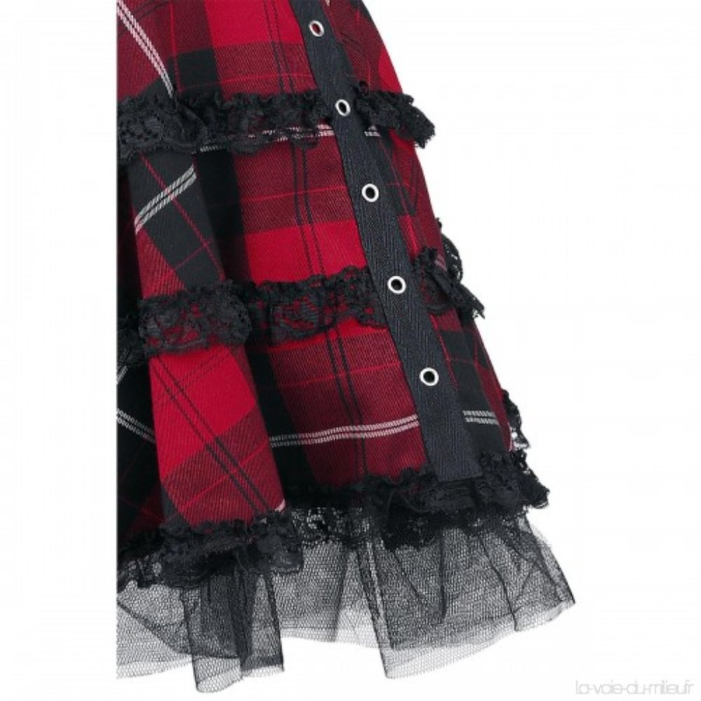 Hell Bunny M Red Tartan Lace Up Mini Dress - Picture 4 of 6